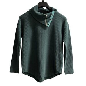 Lila P Thermal Top Womens S High Snap Down Turtleneck Pullover Outdoor‎ Layer